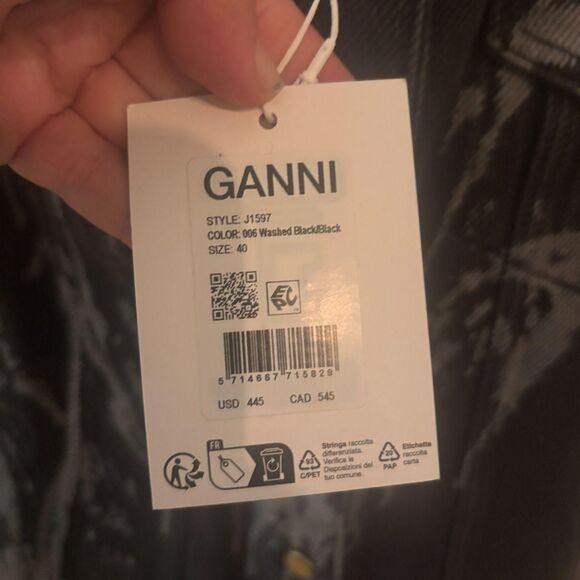 Ganni Women's Black and Grey Dress - Picture 4 of 5